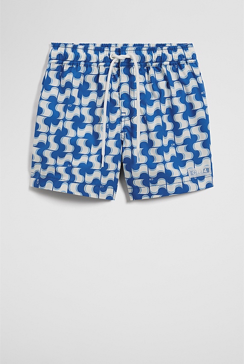 Recycled Blend Wavy Geometric Board Short