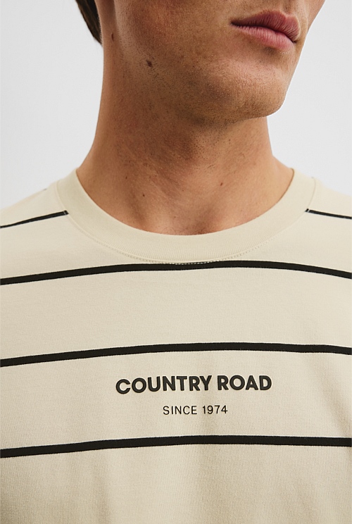 Australian Cotton Modern Logo Stripe T-Shirt