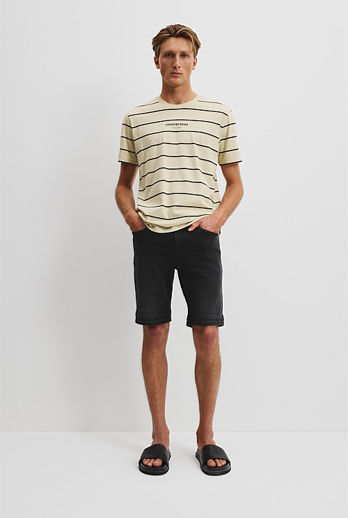 Australian Cotton Modern Logo Stripe T-Shirt