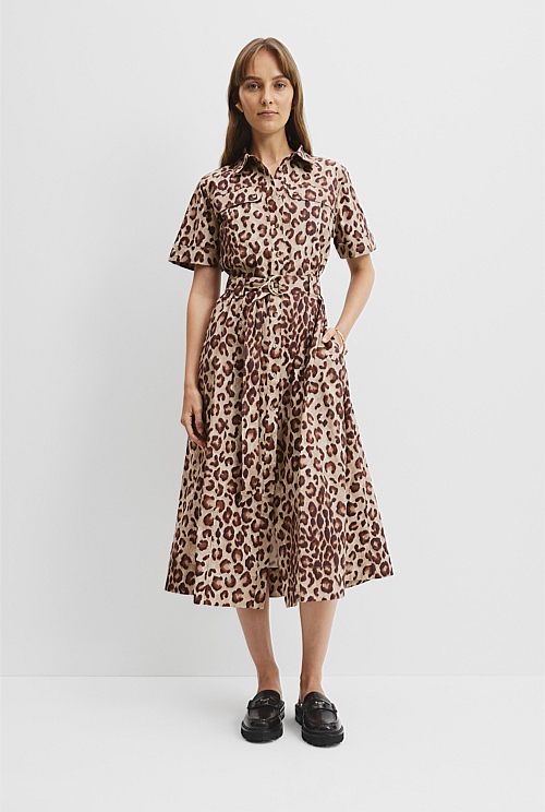 Print Flared Midi Dress