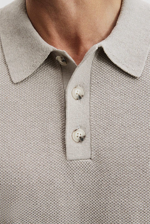 Cotton Linen Melange Knit Polo