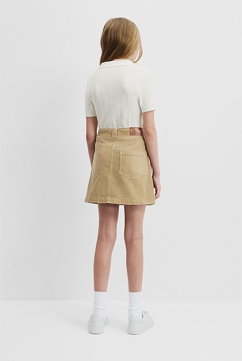 Teen Australian Cotton Blend Denim Cargo Skirt