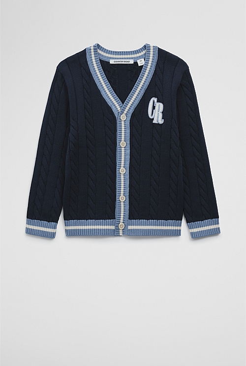 Organically Grown Cotton Varsity Cardigan