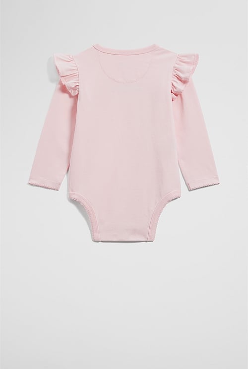 Cotton Frill Rib Long Sleeve Bodysuit