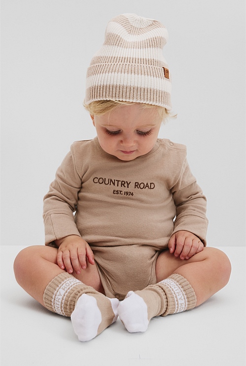 Organically Grown Stripe Knit Beanie