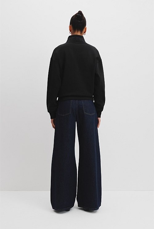 Australian Cotton Logo Neck Zip Sweat