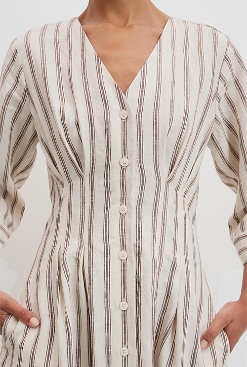Organically Grown Linen Stripe Shirt Dress