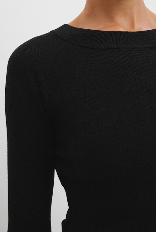 Merino Wool Silk Long Sleeve Knit