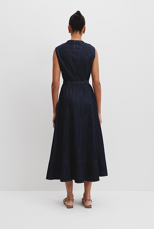 Denim Button Midi Dress