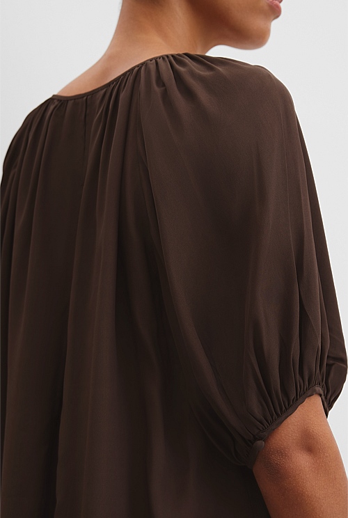 Gathered Short Sleeve Popover