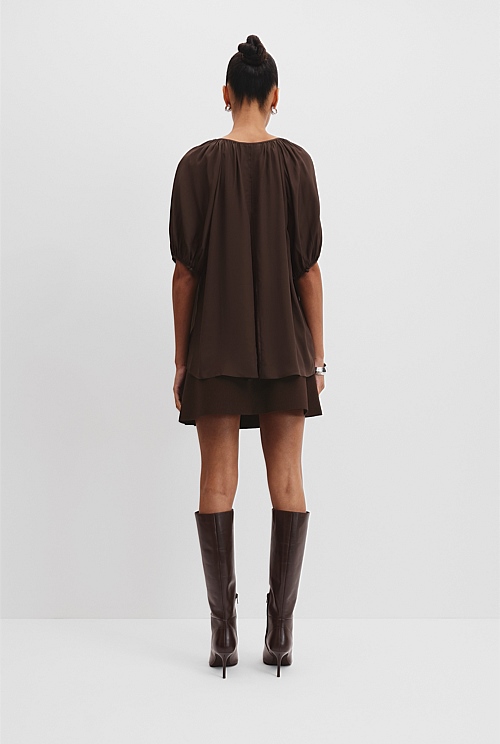 Gathered Short Sleeve Popover