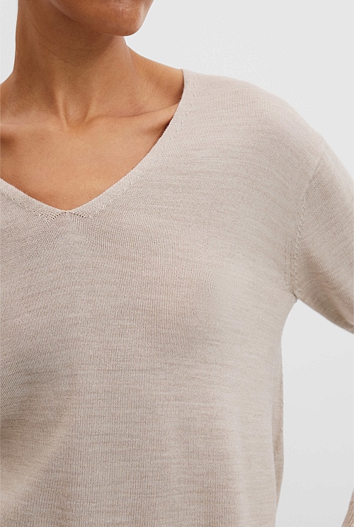 Merino Wool V-Neck Neck