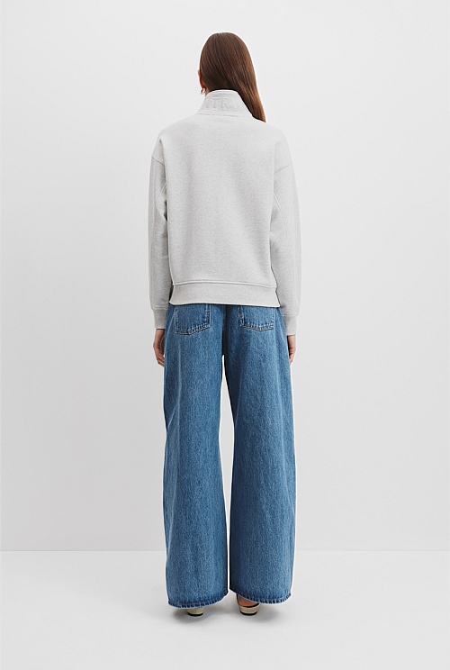 Australian Cotton Logo Neck Zip Sweat