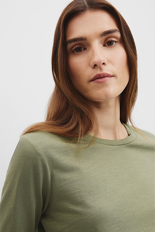 Australian Good Earth Cotton Textured Slub T-Shirt