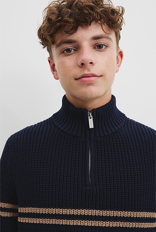 Teen Australian Cotton Half Zip Knit