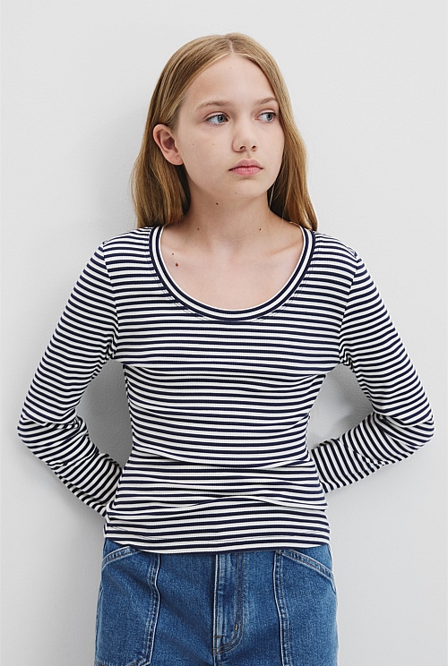 Teen Rib Crop Long Sleeve T-Shirt