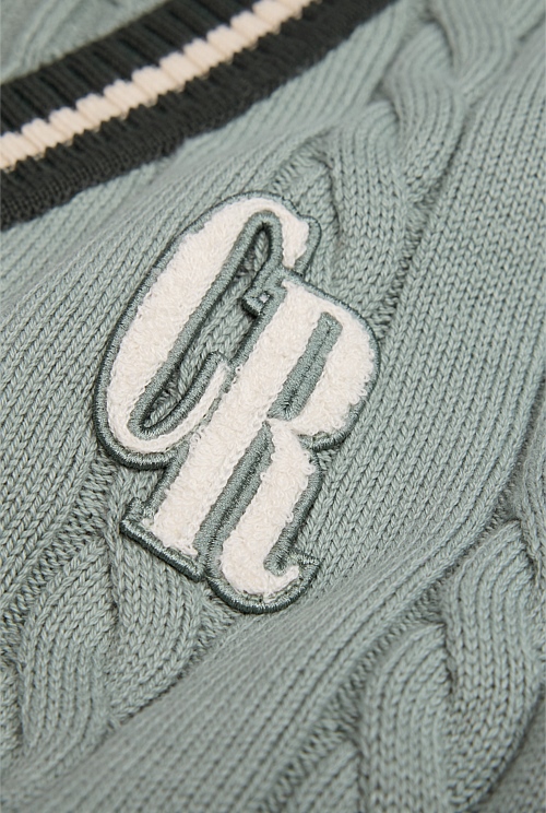 Organically Grown Cotton Varsity Cardigan
