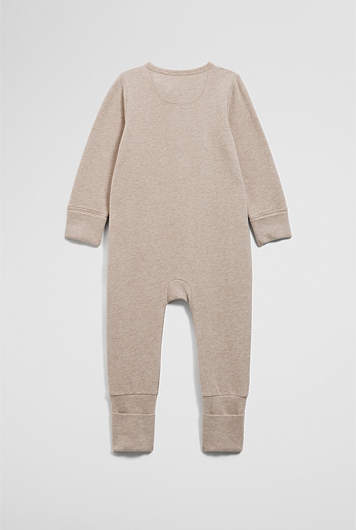Organically Grown Cotton Blend Logo Zip Jumpsuit