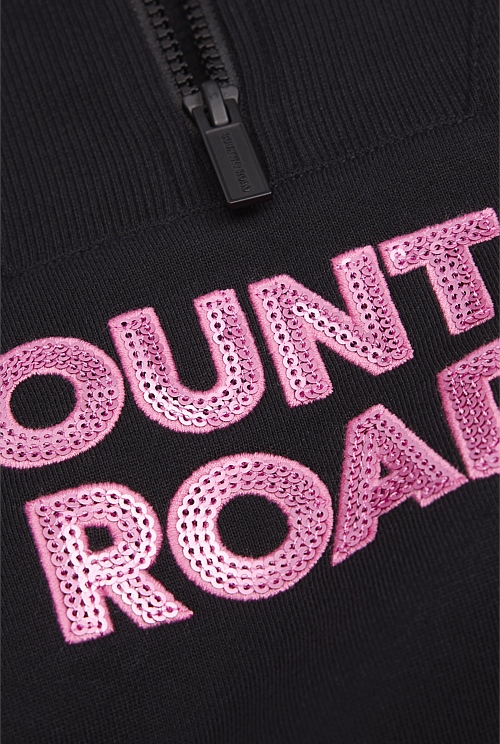 Australian Cotton Blend Sequin Half Zip Sweat