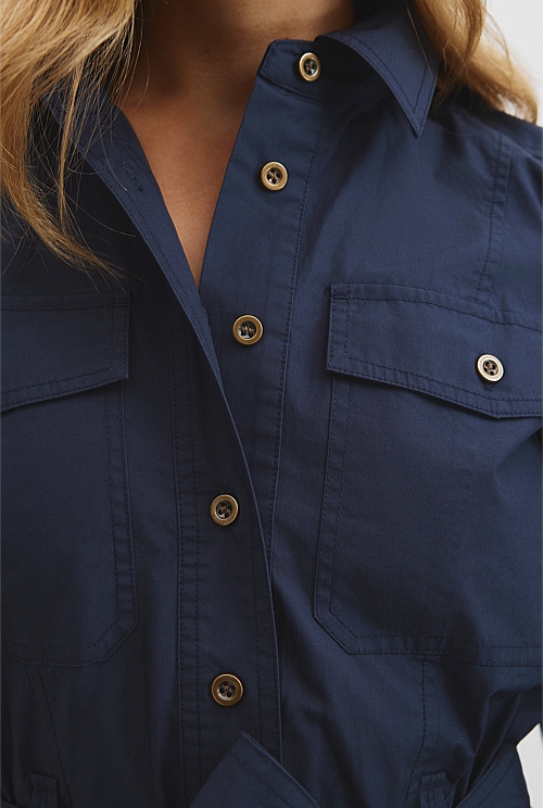 Belted Cotton Midi Dress