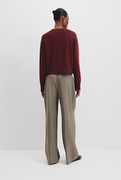 Organically Grown Cotton Blend Crop Crew Neck Knit