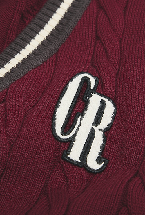 Organically Grown Cotton Varsity Cardigan