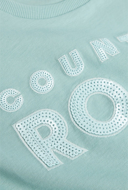 Organically Grown Cotton Sequin Logo T-Shirt