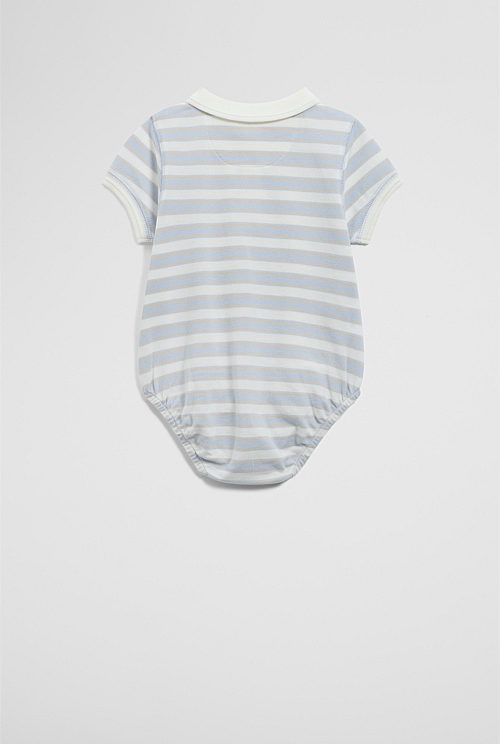 Organically Grown Cotton Stripe Polo Bodysuit