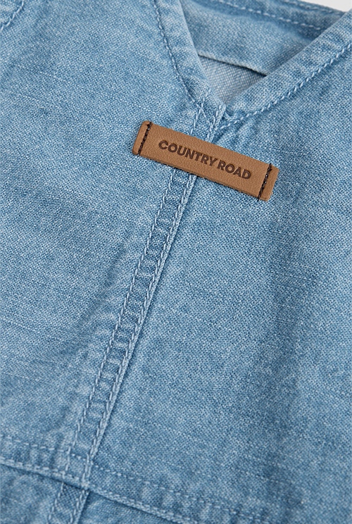 Organically Grown Cotton Denim Broderie Overall