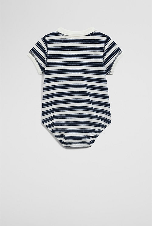 Organically Grown Cotton Stripe Polo Bodysuit
