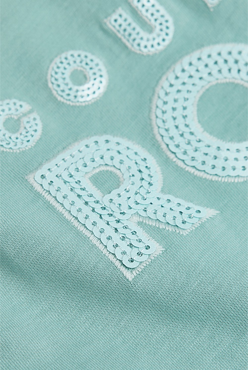 Organically Grown Cotton Sequin Logo T-Shirt
