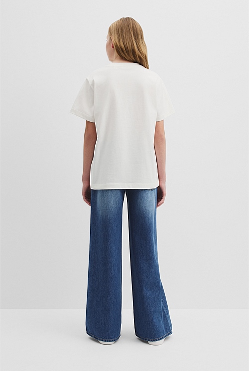 Teen Recycled Cotton Blend Longline Logo T-Shirt