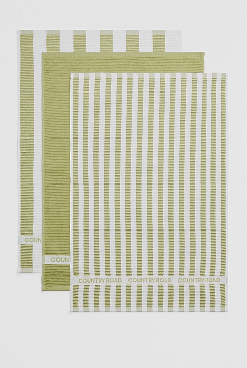 CR Stripe Verified Australian Cotton Tea Towel Pack of 3