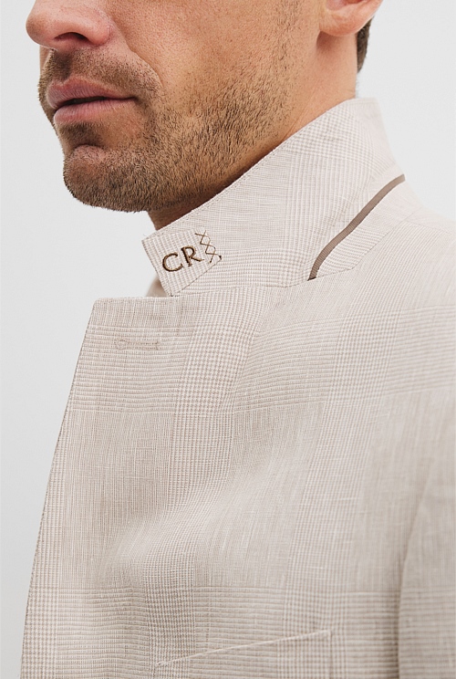 Regular Fit Linen Single Breasted Check Jacket Regular Fit Linen Single Breasted Check Jacket