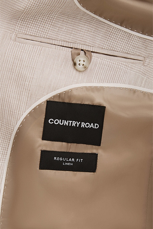 Regular Fit Linen Single Breasted Check Jacket Regular Fit Linen Single Breasted Check Jacket