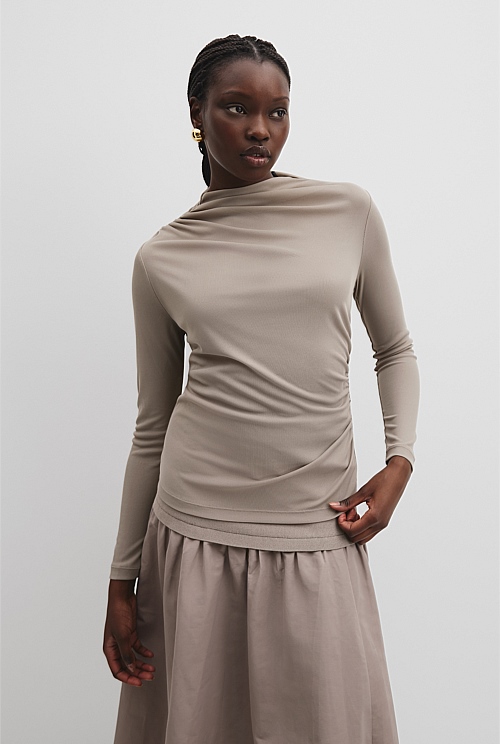 Recycled Polyester Sheer Drape Top