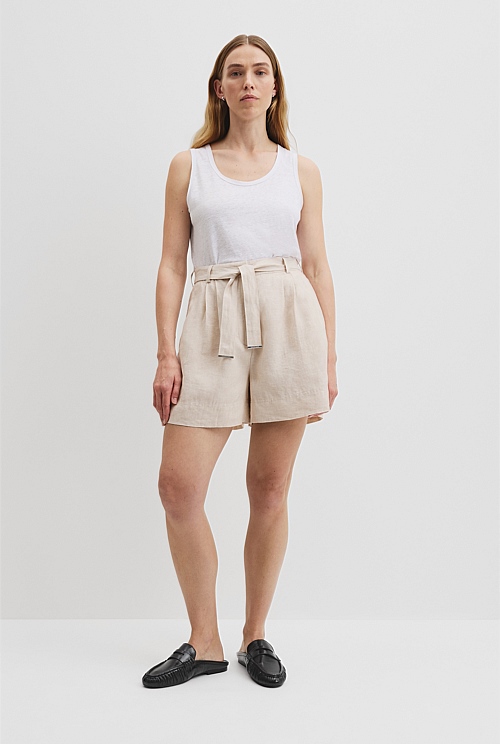 Linen Scoop Neck Tank
