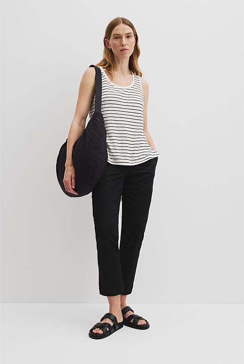 Organically Grown Linen Stripe Scoop Neck Tank