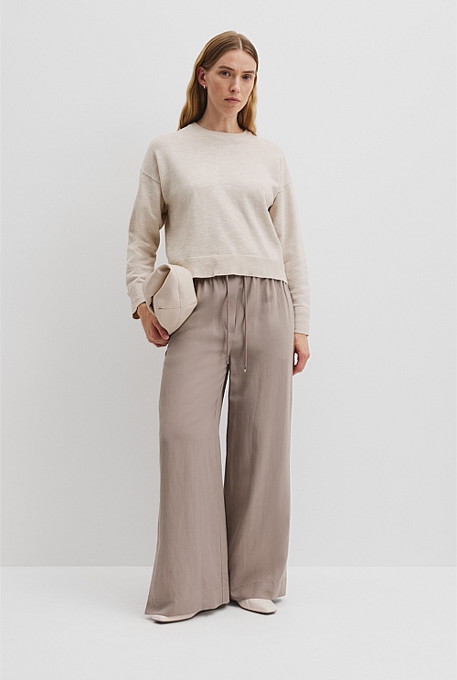 Organically Grown Cotton Linen Crew Neck Knit