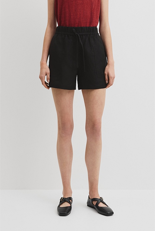 Organically Grown Linen Tie Detail Short