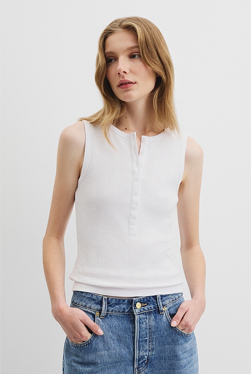 Button Henley Tank