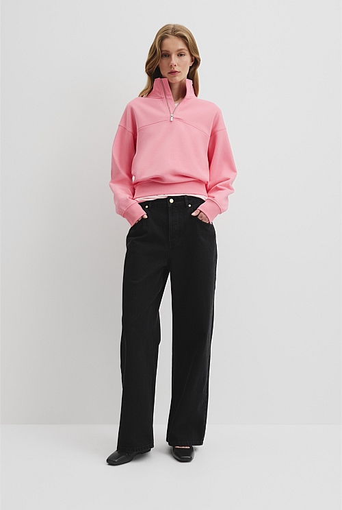 Australian Cotton Logo Neck Zip Sweat