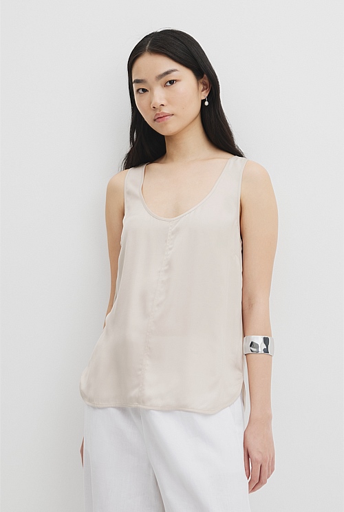 Cupro Scoop Neck Tank