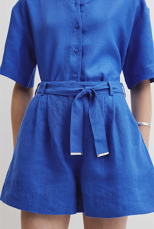 Organically Grown Linen Tuck Front Short Organically Grown Linen Tuck Front Short