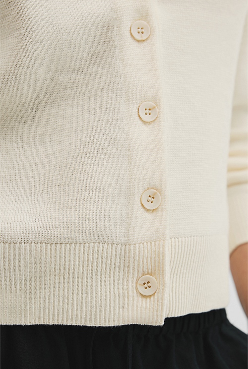 Organically Grown Cotton Linen Blend Knit Cardigan
