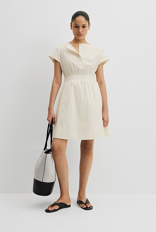 Australian Cotton Shirred Waist Mini Dress Australian Cotton Shirred Waist Mini Dress