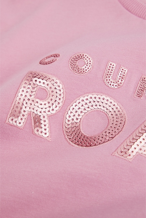 Organically Grown Cotton Sequin Logo T-Shirt