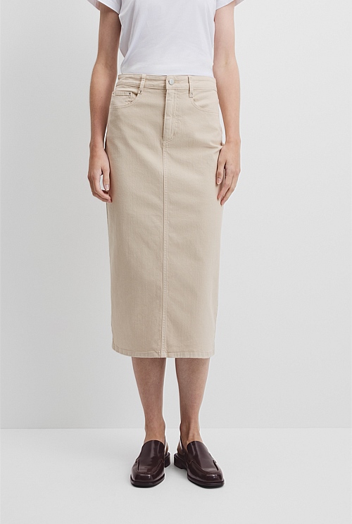 Recycled Cotton Denim Midi Skirt Recycled Cotton Denim Midi Skirt