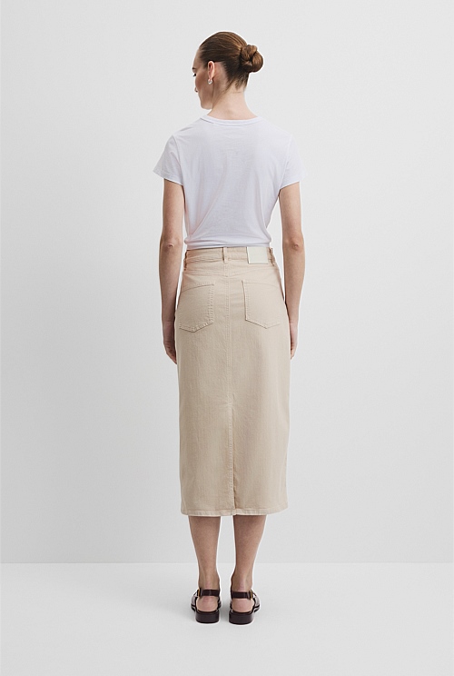 Recycled Cotton Denim Midi Skirt Recycled Cotton Denim Midi Skirt