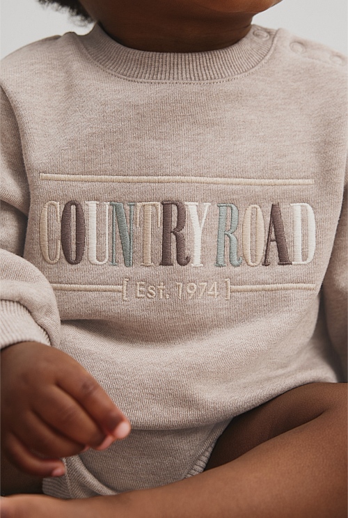 Organically Grown Cotton Logo Oversized Long Sleeve Bodysuit